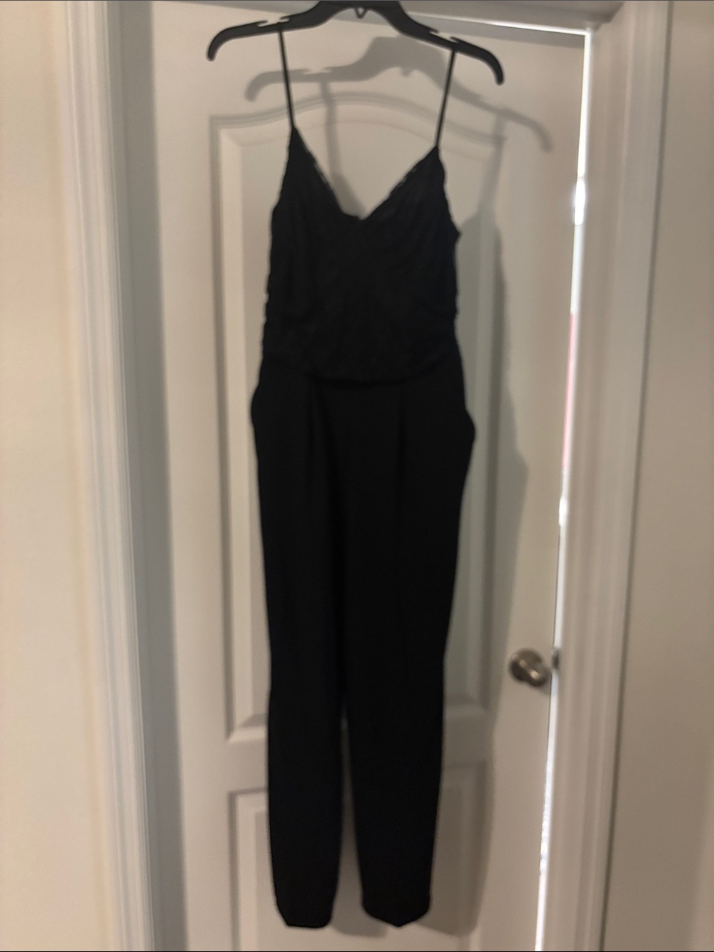 Express Black Lace Bodice Spaghetti Strap Jumpsuit